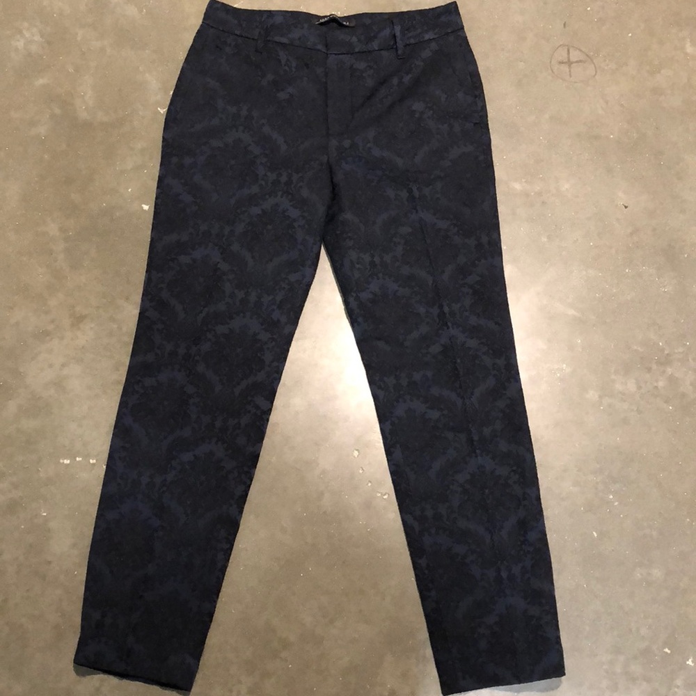 Zara Brocade Pants - Dark Navy - Size S